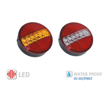 YP-108WR ЛІХТАР ЗАДНІЙ КРУГЛИЙ LED ЧЕРВОНО -БІЛИЙ ПОВНОФУНКЦІОНАЛЬНИЙ ГАБАРИТ+ СТОП +ПОВОРОТ+ З.Х. 24V YP-108WR фото