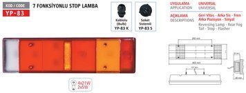 YP-83SL ЛІХТАР ЗАДНІЙ 7СЕК. ЛІВИЙ РОЗ'ЄМ AMP ЗБОКУ З LED ПІДСВІТКОЮ НОМЕРА 5001847584 1357075 1625985 YP-83SL фото